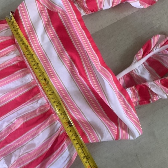 J.CREW NWOT Striped Squareneck Midi Dress Guava Spring Blossom - Size‎ 8 ruffles - Picture 14 of 16